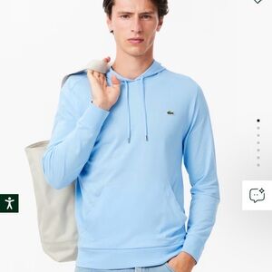 Lacoste Pale Blue Pullover Hoodie with Crocodile Logo